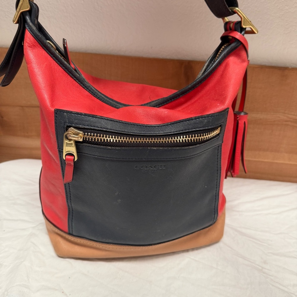 Coach Legacy Red and Black Leather Handbag
